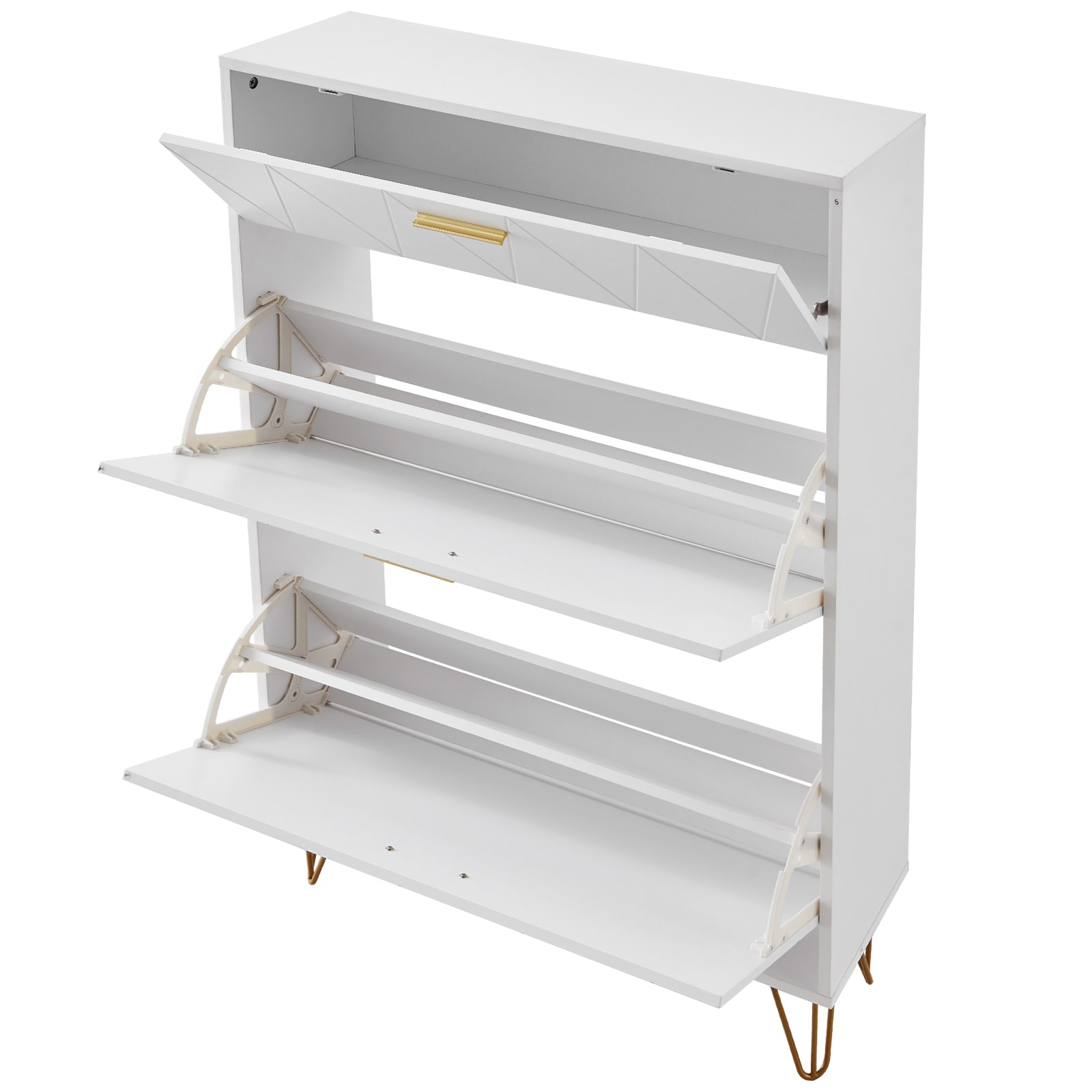 Shoe Cabinet With 3 Flip Drawers For Entryway Shoe Storage_voghion.com
